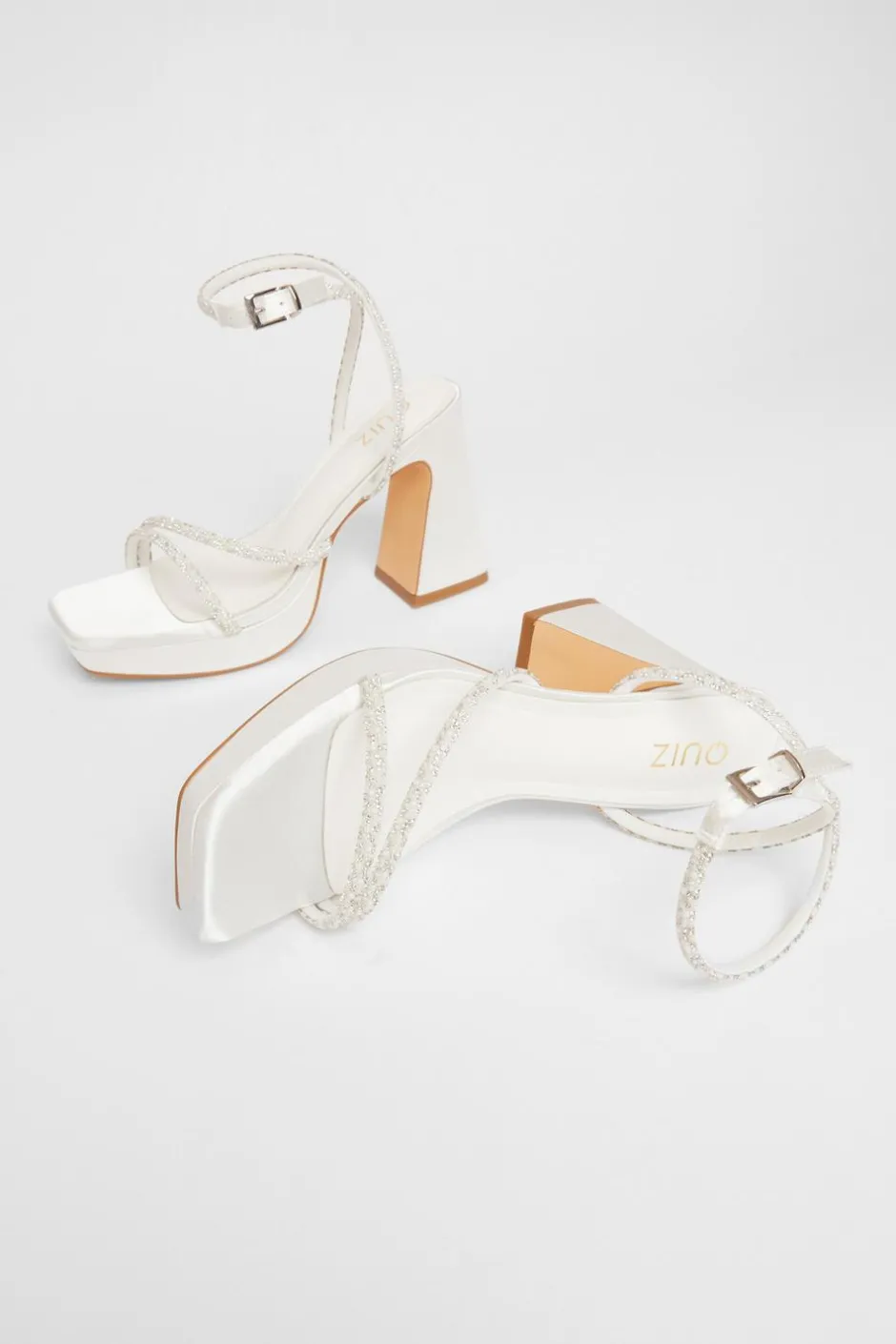 Quiz Bridal White Embellished Platform Heels Sale
