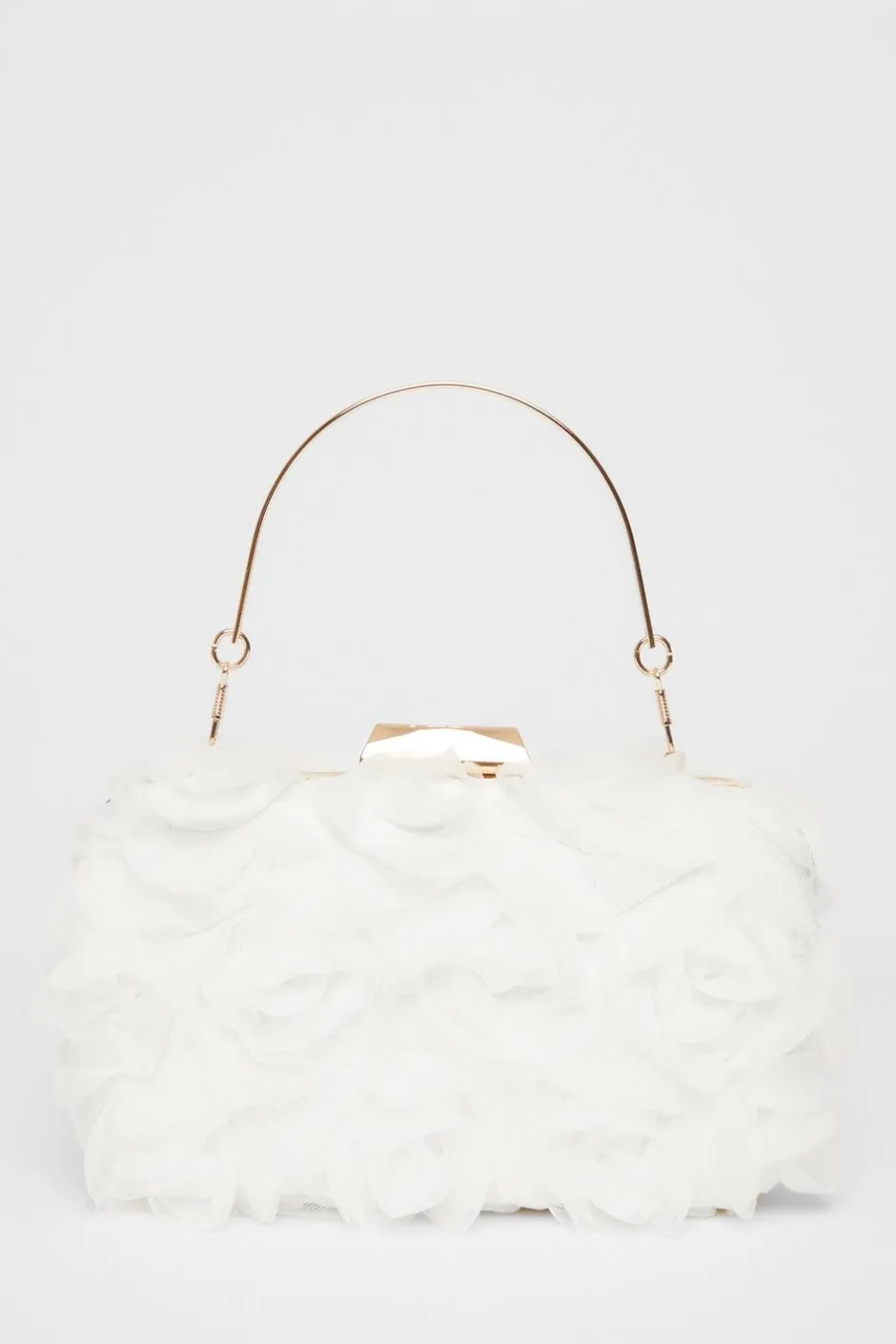 Quiz Bridal Organza Rose Box Bag White Outlet