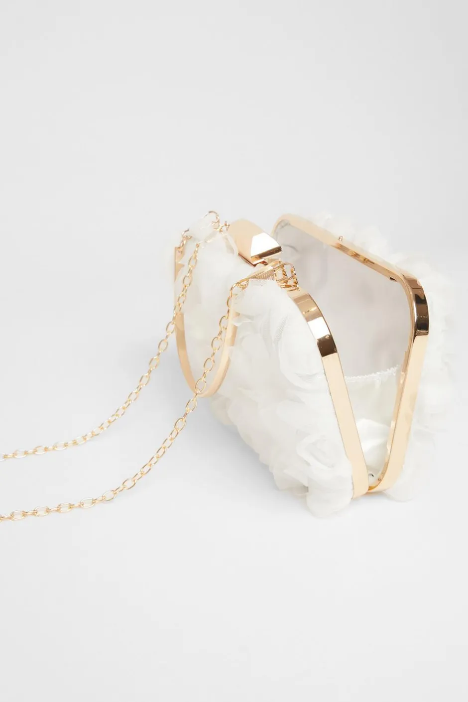 Quiz Bridal Organza Rose Box Bag White Outlet