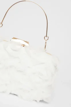 Quiz Bridal Organza Rose Box Bag White Outlet