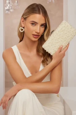 Quiz Bridal White Pearl Box Bag Sale