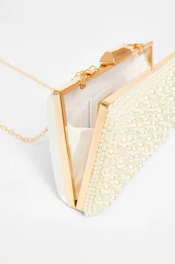 Quiz Bridal White Pearl Box Bag Sale