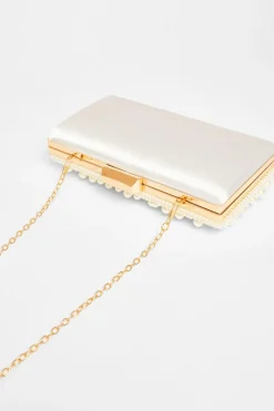 Quiz Bridal White Pearl Box Bag Sale
