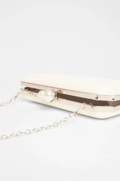 Quiz Bridal White Pearl Clasp Box Bag