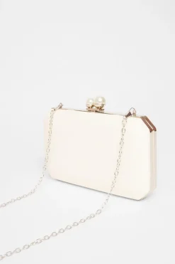 Quiz Bridal White Pearl Clasp Box Bag