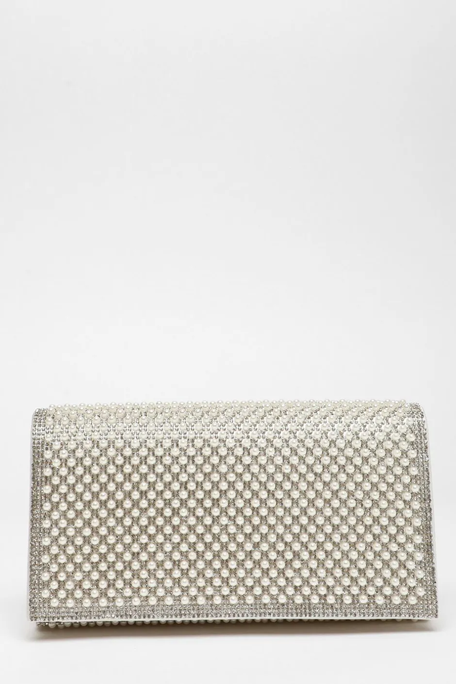 Quiz Bridal White Pearl Embellished Clutch Bag Discount