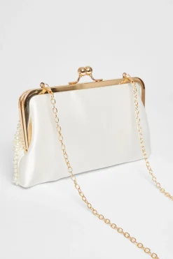 Quiz Bridal White Pearl Pouch Bag Best