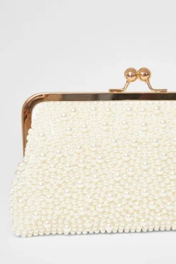 Quiz Bridal White Pearl Pouch Bag Best