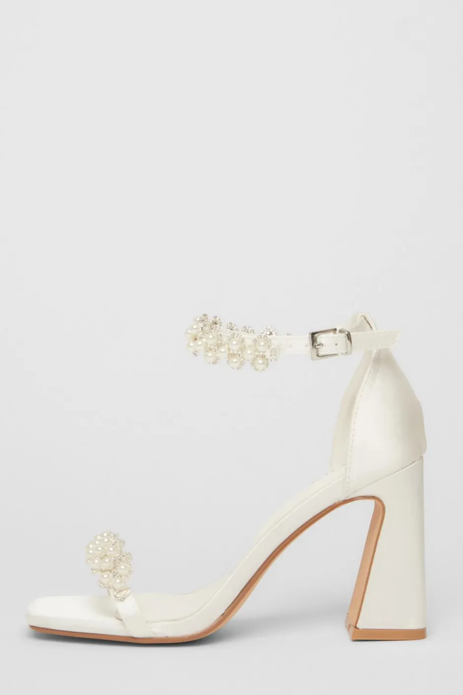 Quiz Bridal White Satin Block Heels Online