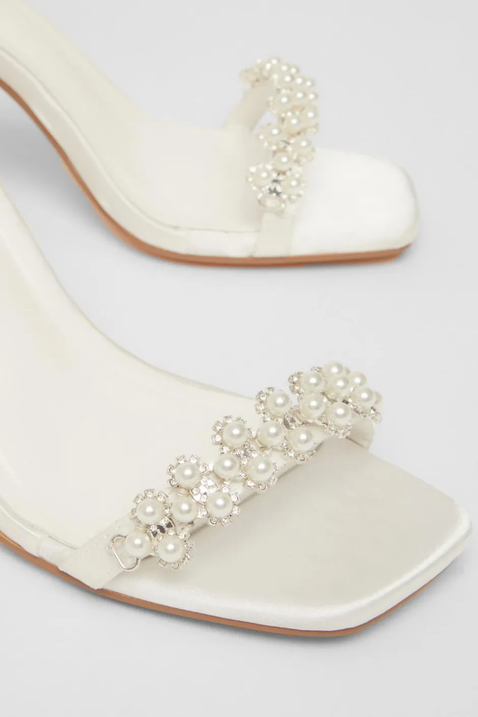 Quiz Bridal White Satin Block Heels Online
