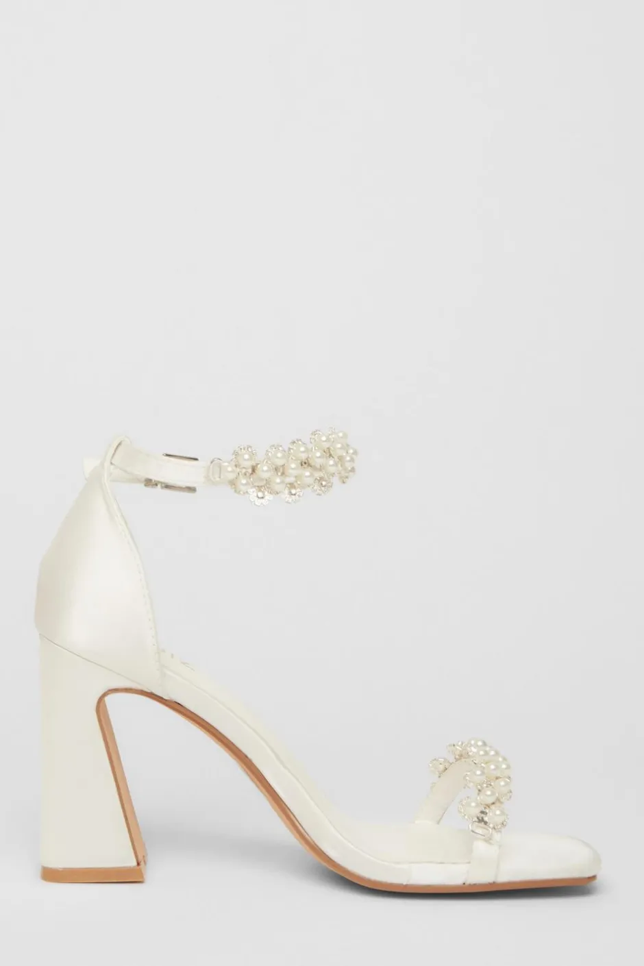 Quiz Bridal White Satin Block Heels Online