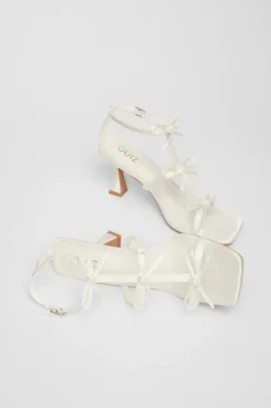 Quiz Bridal White Satin Bow Heels Online
