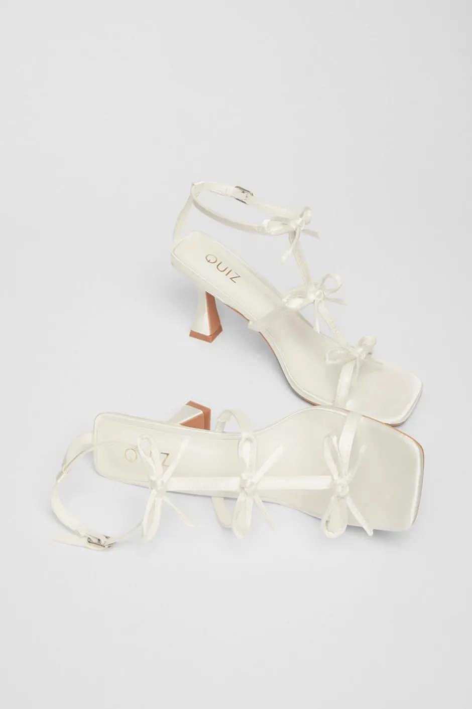 Quiz Bridal White Satin Bow Heels Online