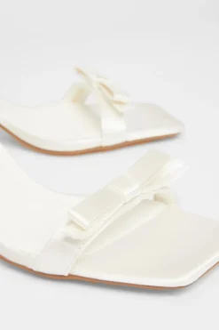 Quiz Bridal Satin Bow Heels White Best