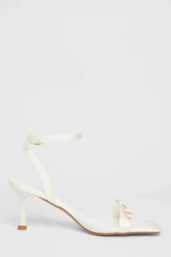Quiz Bridal Satin Bow Heels White Best