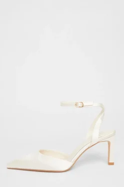 Quiz Bridal White Satin Court Heels Clearance