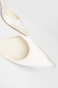 Quiz Bridal White Satin Court Heels Clearance