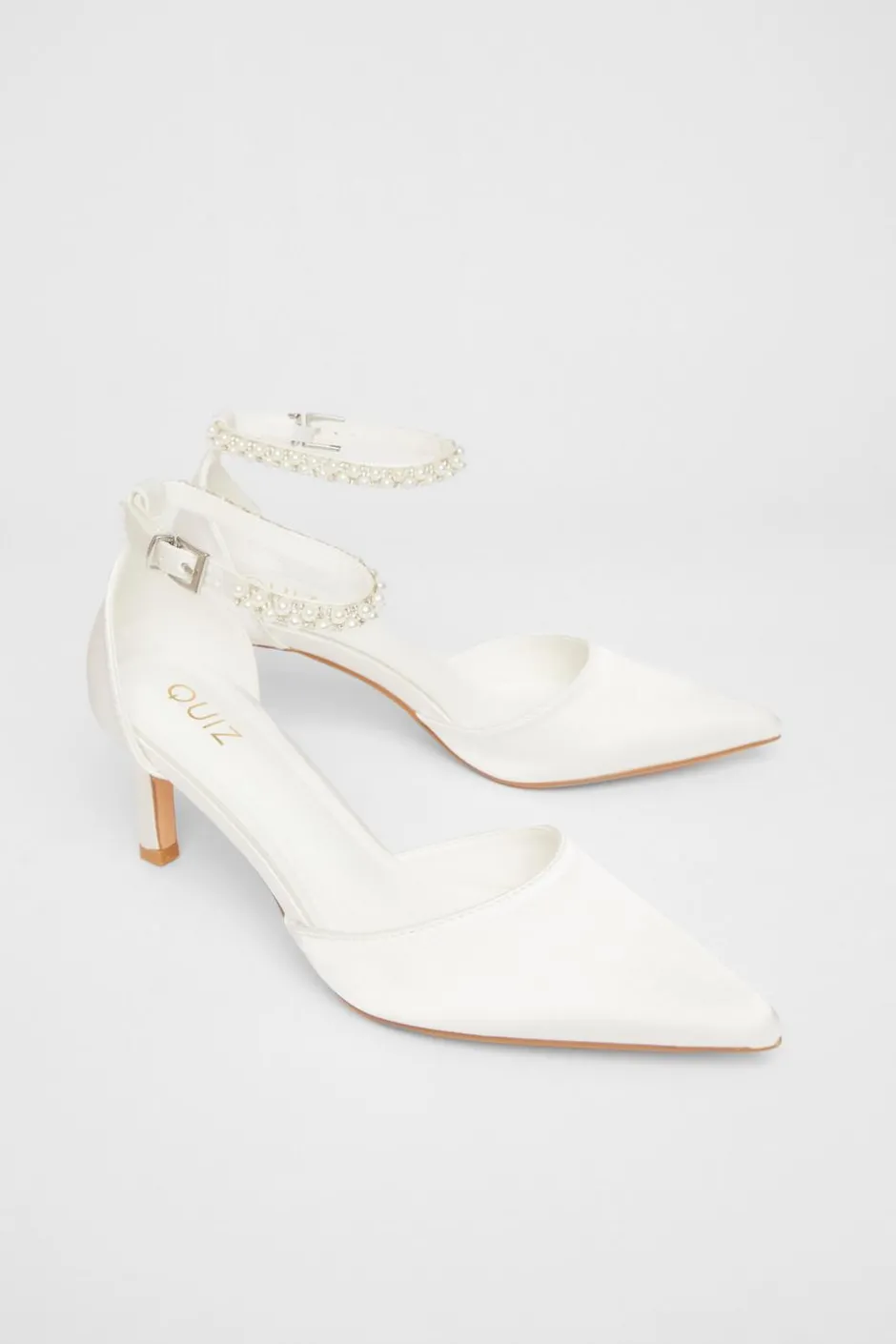 Quiz Bridal White Satin Court Heels Online
