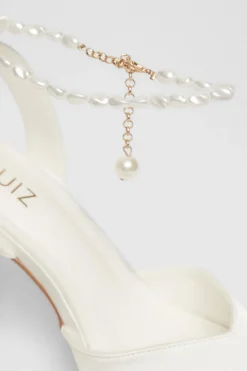 Quiz Bridal White Satin Court Heels Online