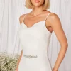 Quiz Bridal White Satin Diamante Belt Sale