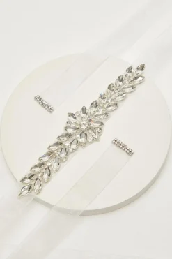 Quiz Bridal White Satin Diamante Belt Sale