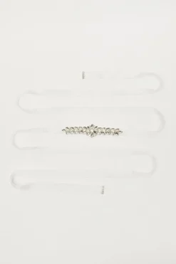 Quiz Bridal White Satin Diamante Belt Sale