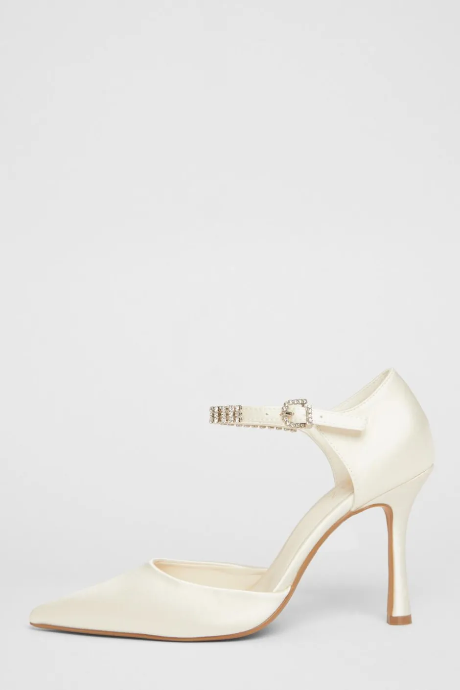 Quiz Bridal White Satin Diamante Court Heels Outlet
