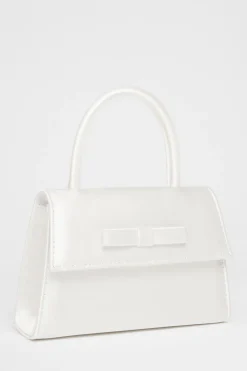 Quiz Bridal Satin Top Handle Bag White Hot