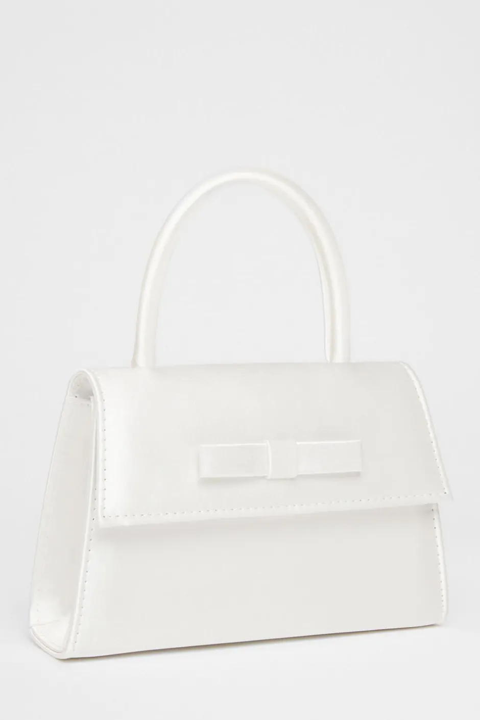 Quiz Bridal Satin Top Handle Bag White Hot