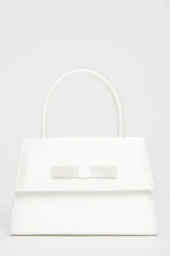 Quiz Bridal Satin Top Handle Bag White Hot