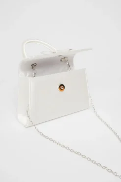 Quiz Bridal Satin Top Handle Bag White Hot