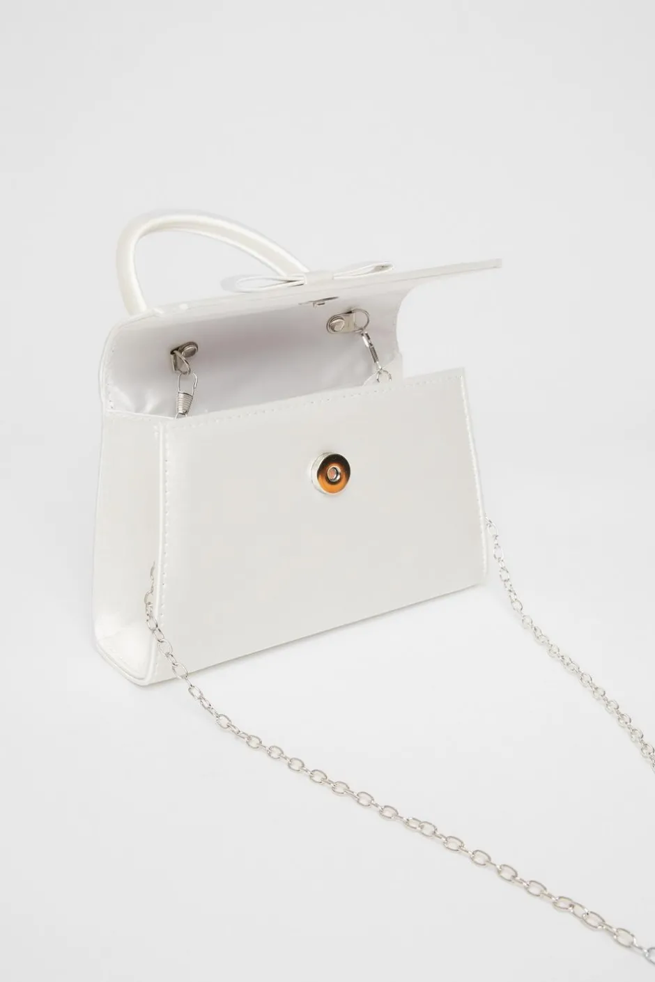 Quiz Bridal Satin Top Handle Bag White Hot