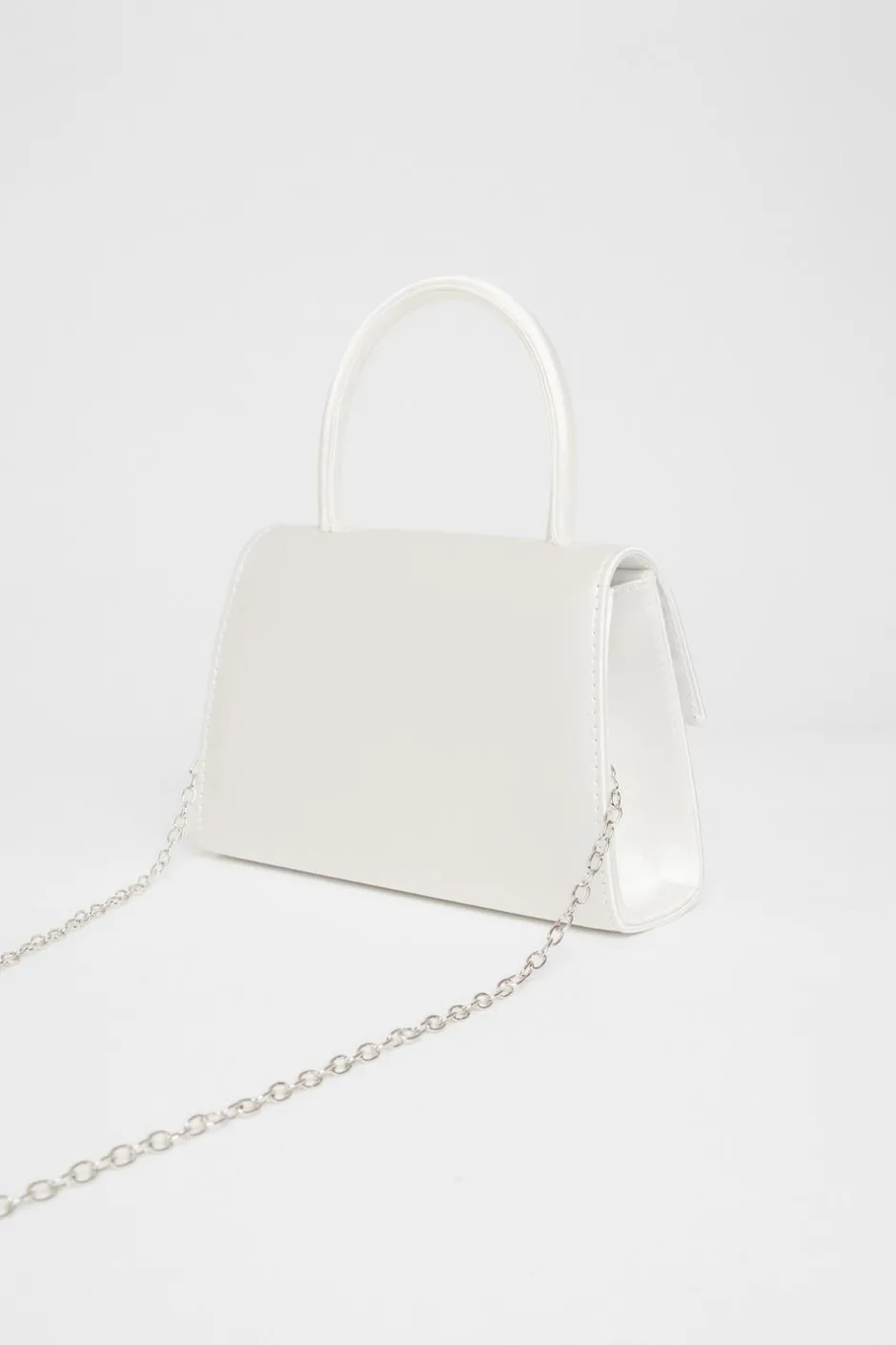 Quiz Bridal Satin Top Handle Bag White Hot