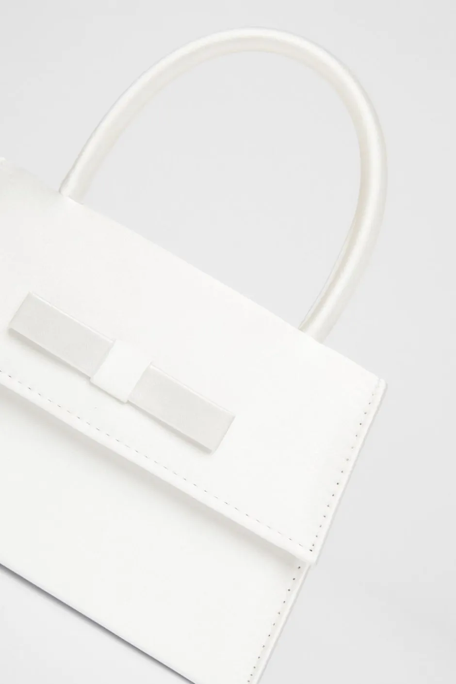 Quiz Bridal Satin Top Handle Bag White Hot