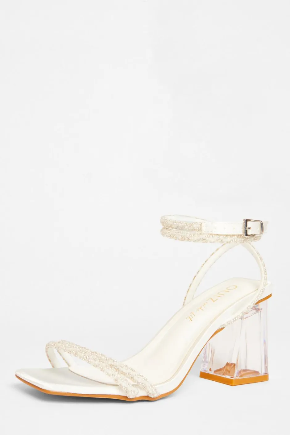 Quiz Bridal Wide Fit White Block Heel Sandals Online