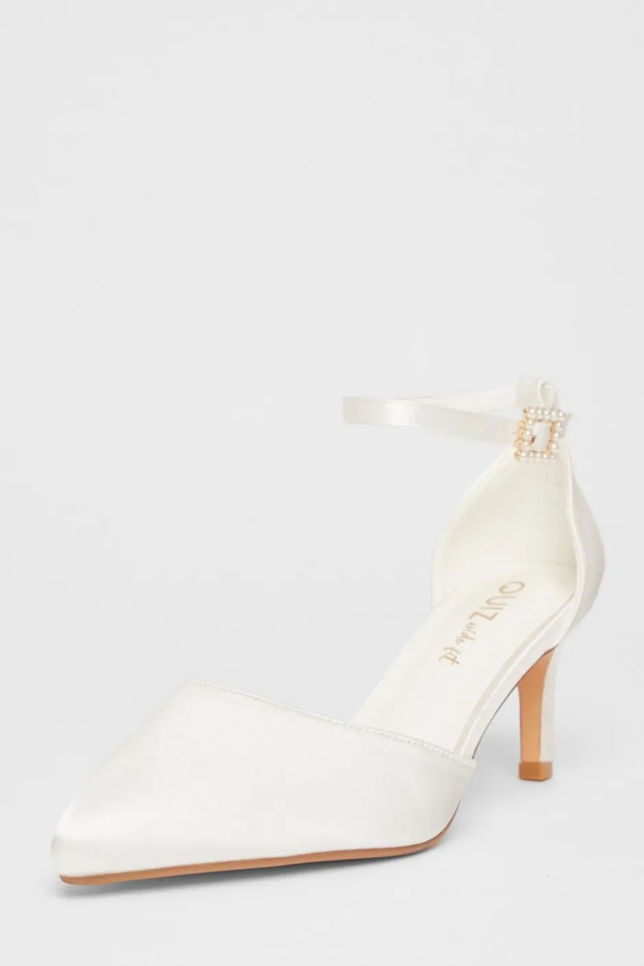 Quiz Bridal Wide Fit White Court Heels New