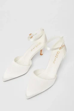 Quiz Bridal Wide Fit White Court Heels New