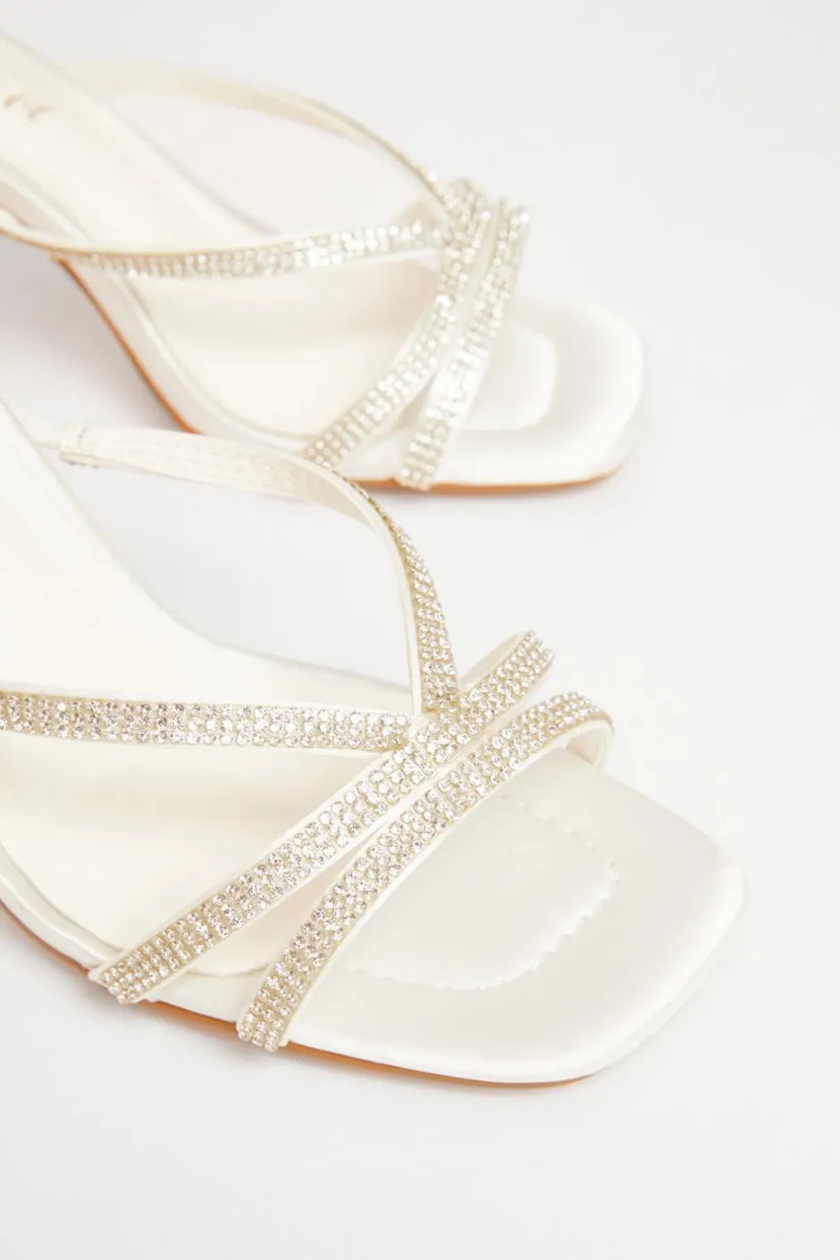 Quiz Bridal Wide Fit White Diamante Block Heels Online