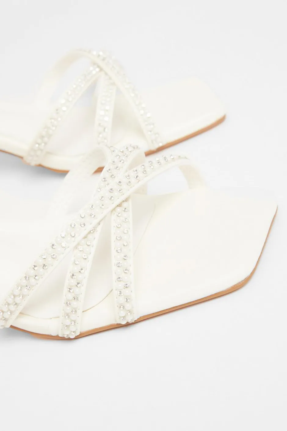 Quiz Bridal Wide Fit White Diamante Heeled Sandals Best