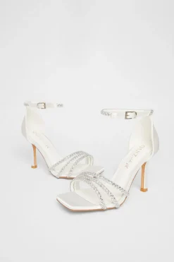 Quiz Bridal Wide Fit White Diamante Heels Outlet