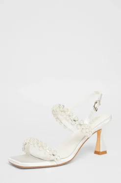 Quiz Bridal Wide Fit White Embellished Heels Outlet