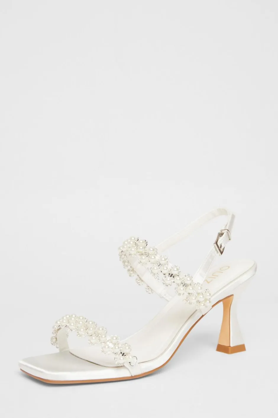 Quiz Bridal Wide Fit White Embellished Heels Outlet