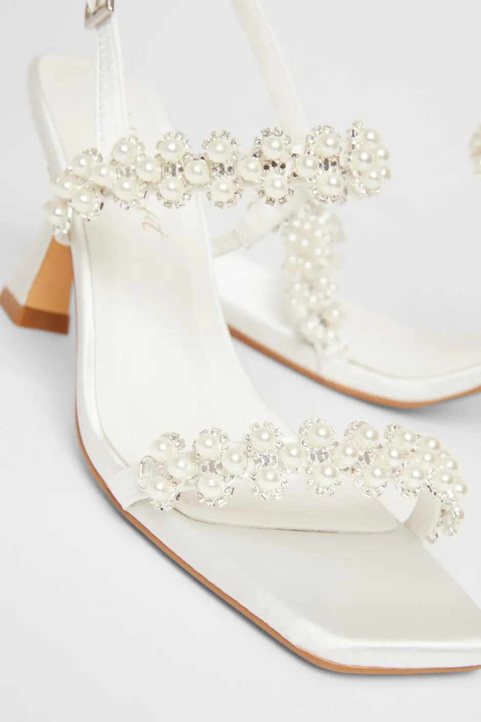 Quiz Bridal Wide Fit White Embellished Heels Outlet