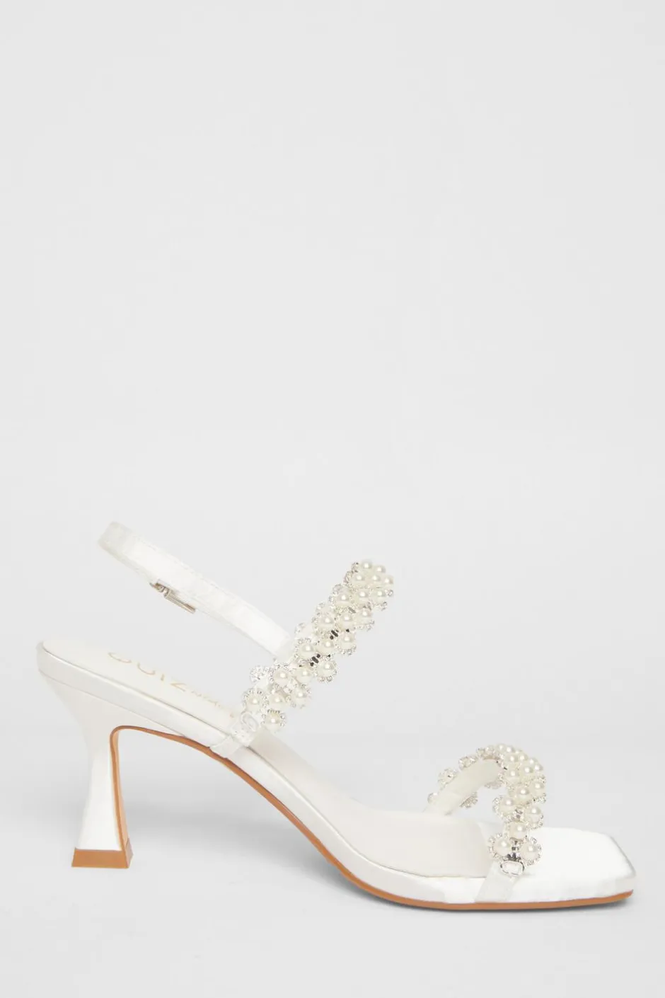 Quiz Bridal Wide Fit White Embellished Heels Outlet