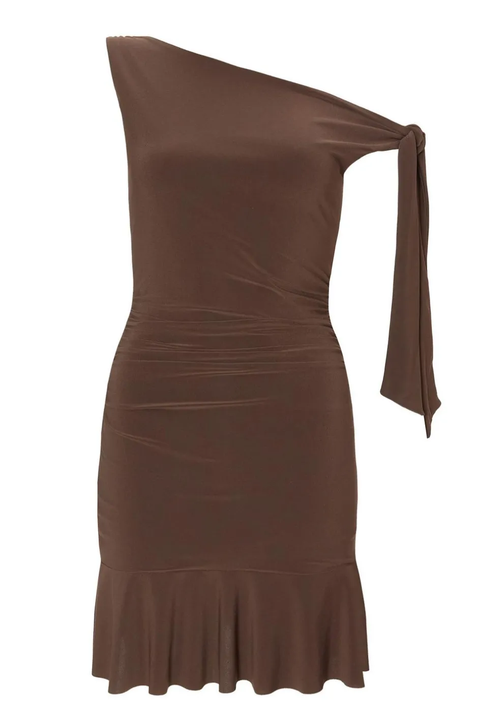 Quiz Asymmetric Mini Dress Brown New