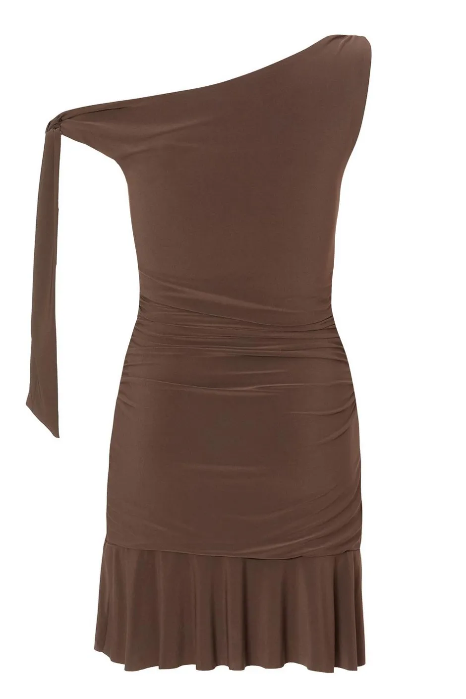 Quiz Asymmetric Mini Dress Brown New