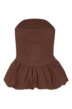 Quiz Brown Bandeau Bubble Hem Top Sale