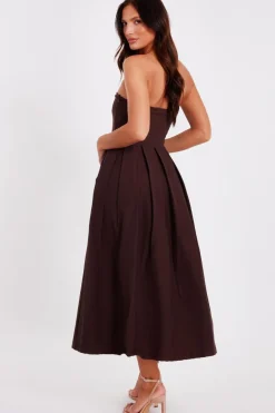 Quiz Brown Bandeau Midi Dress Discount