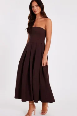 Quiz Brown Bandeau Midi Dress Discount