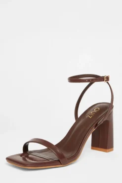 Quiz Barely There Block Heels Brown